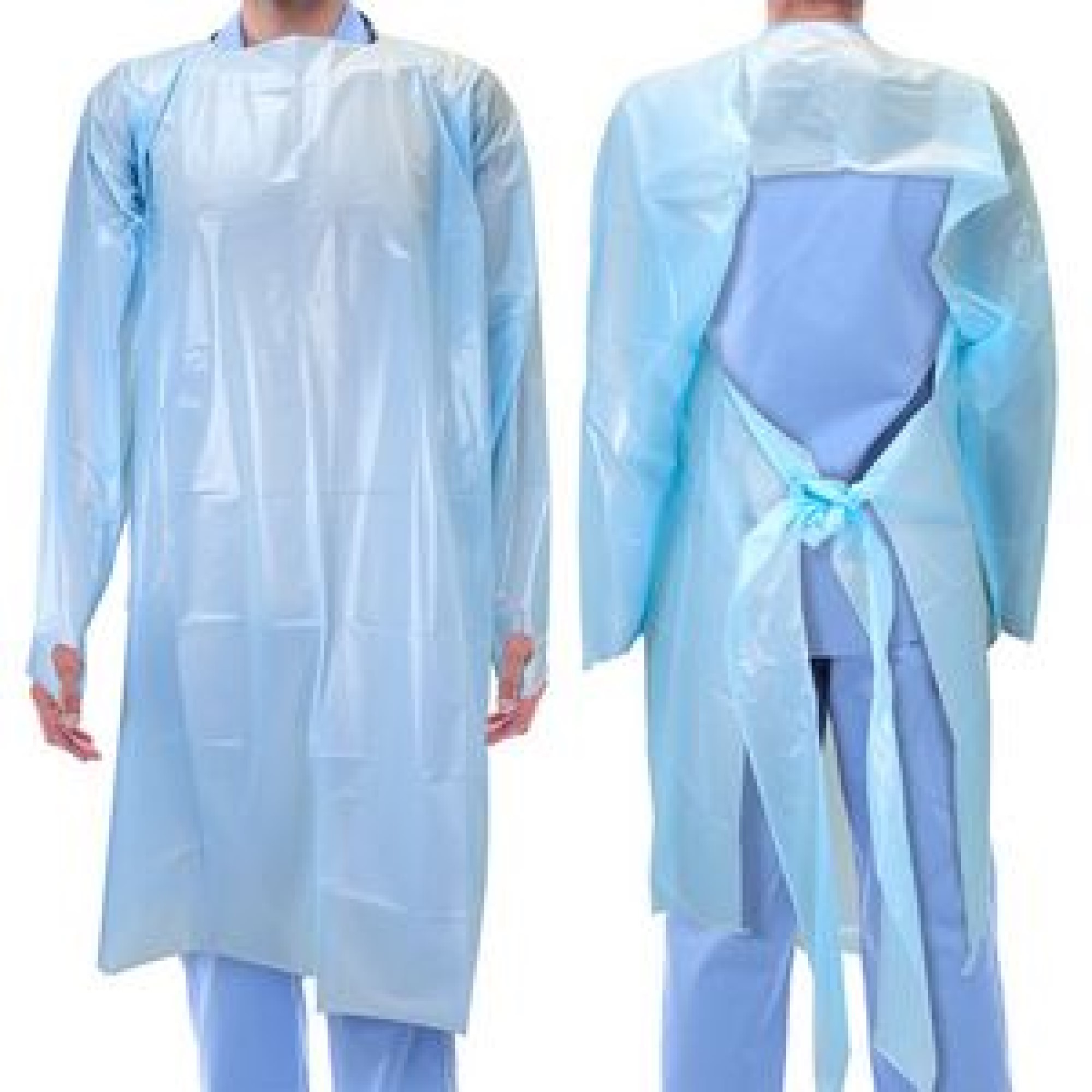 38g medical CPE gown front back duo – Prizm Agency